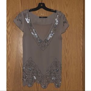 Buckle Boutique Metallic Embellished Sheer Blouse